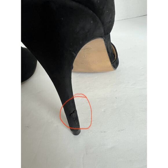 BOTKIER Black Adelia Asymmetric D’Orsay Peep Toe Suede Stiletto Pumps Size 8M - Picture 10 of 10